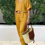 Conjunto Feminino Casual de Algodão e Linho Vicenza