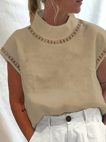 Blusa Vanessa Vintage Gola Alta e Manga Japonesa