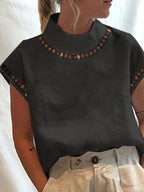 Blusa Vanessa Vintage Gola Alta e Manga Japonesa