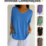Compre 1 Leve 3 Blusinhas Luna® com decote V e Malha Leve