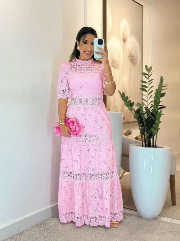 Vestido Laser com Guipir