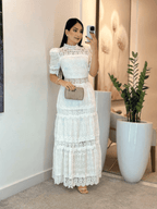 Vestido Laser com Guipir